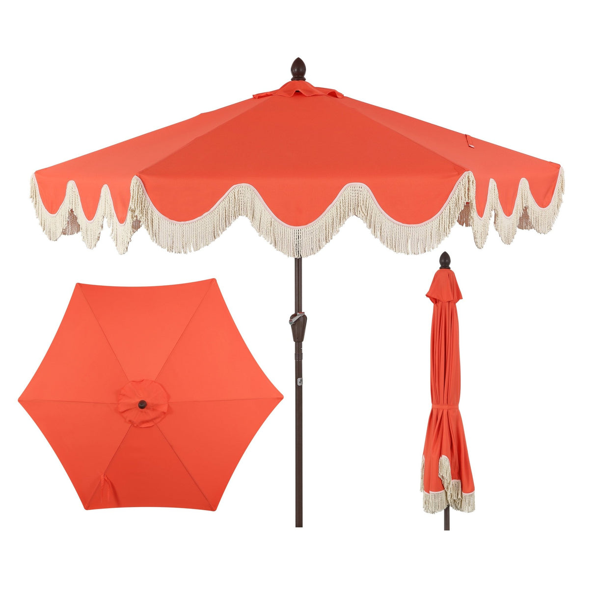 Collins classic cottage tassel market patio umbrella with auto - tilt - Tuesday Morning - Umbrellas & Sunshades