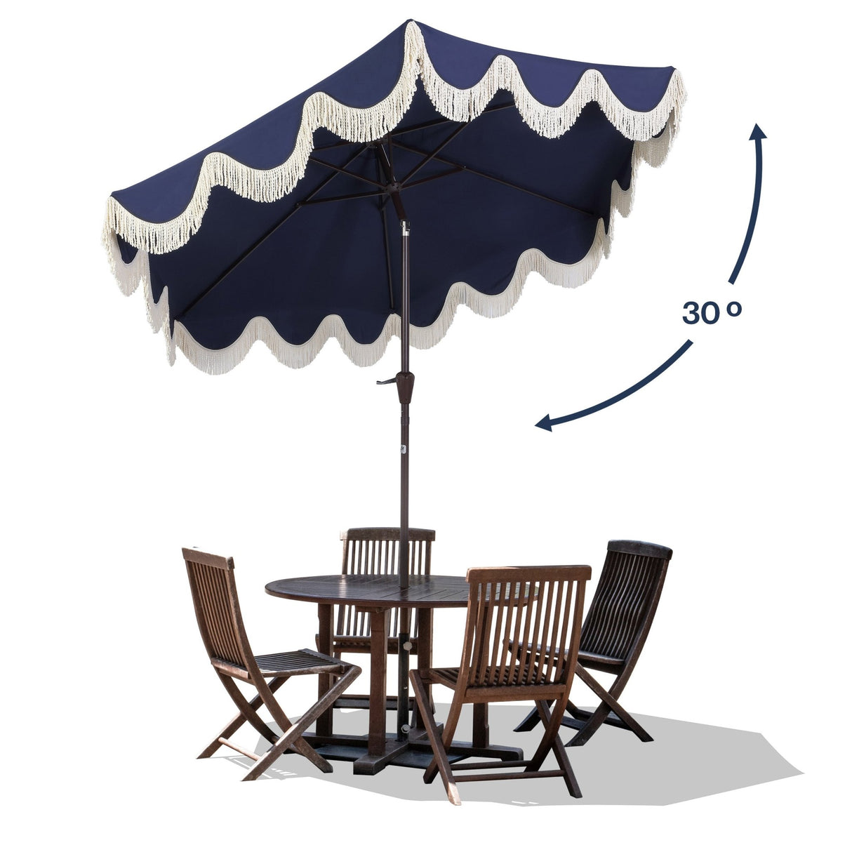 Collins classic cottage tassel market patio umbrella with auto - tilt - Tuesday Morning - Umbrellas & Sunshades