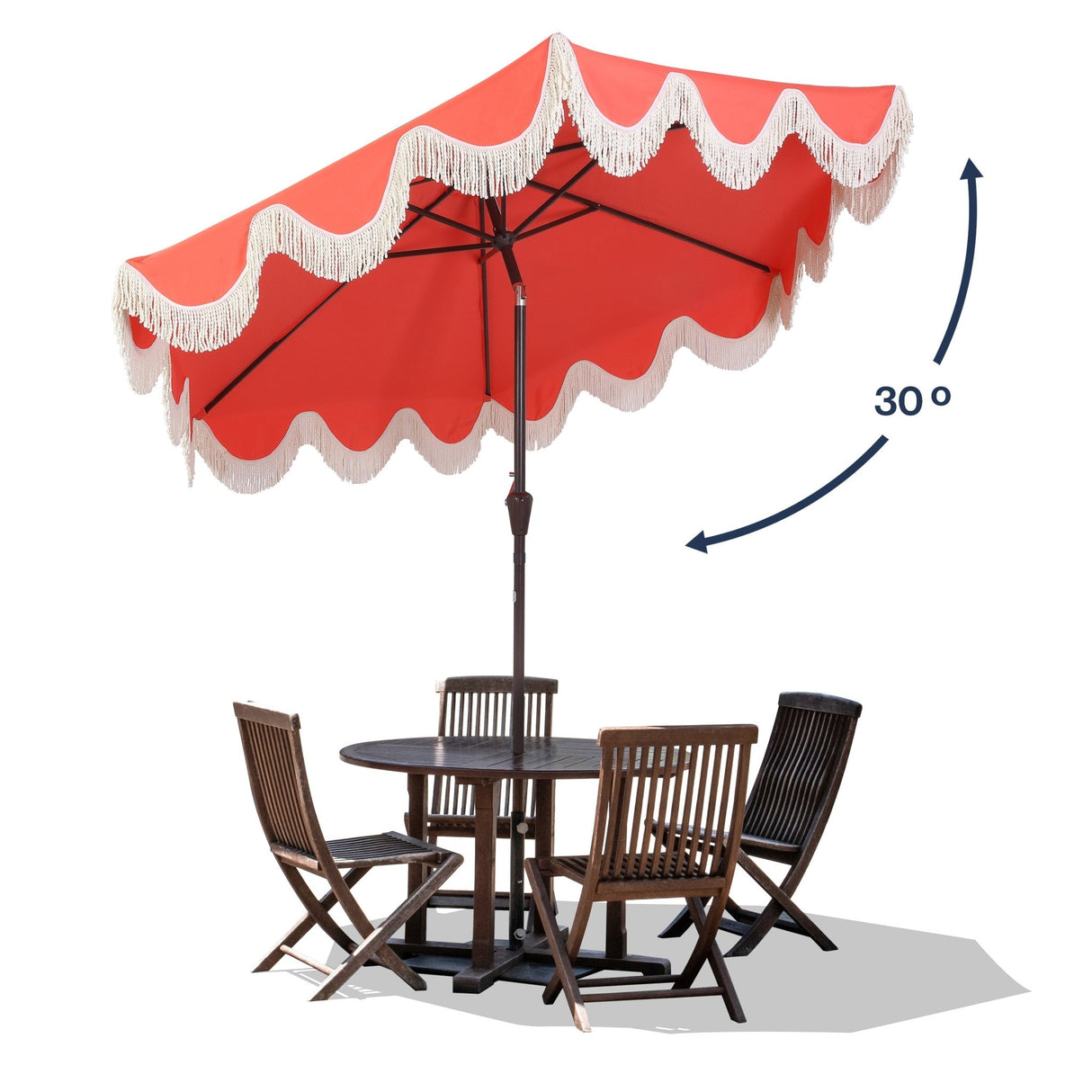 Collins classic cottage tassel market patio umbrella with auto - tilt - Tuesday Morning - Umbrellas & Sunshades