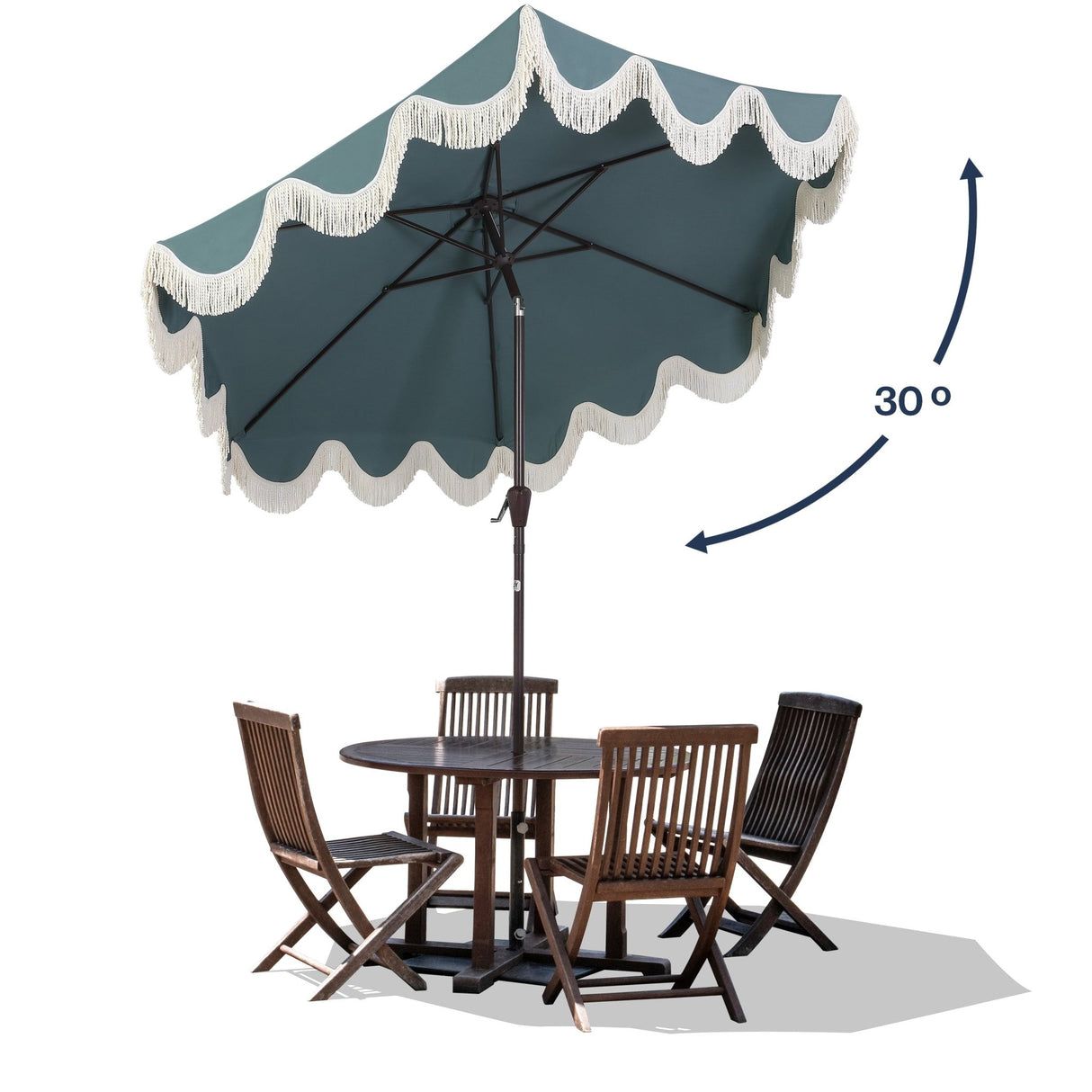 Collins classic cottage tassel market patio umbrella with auto - tilt - Tuesday Morning - Umbrellas & Sunshades