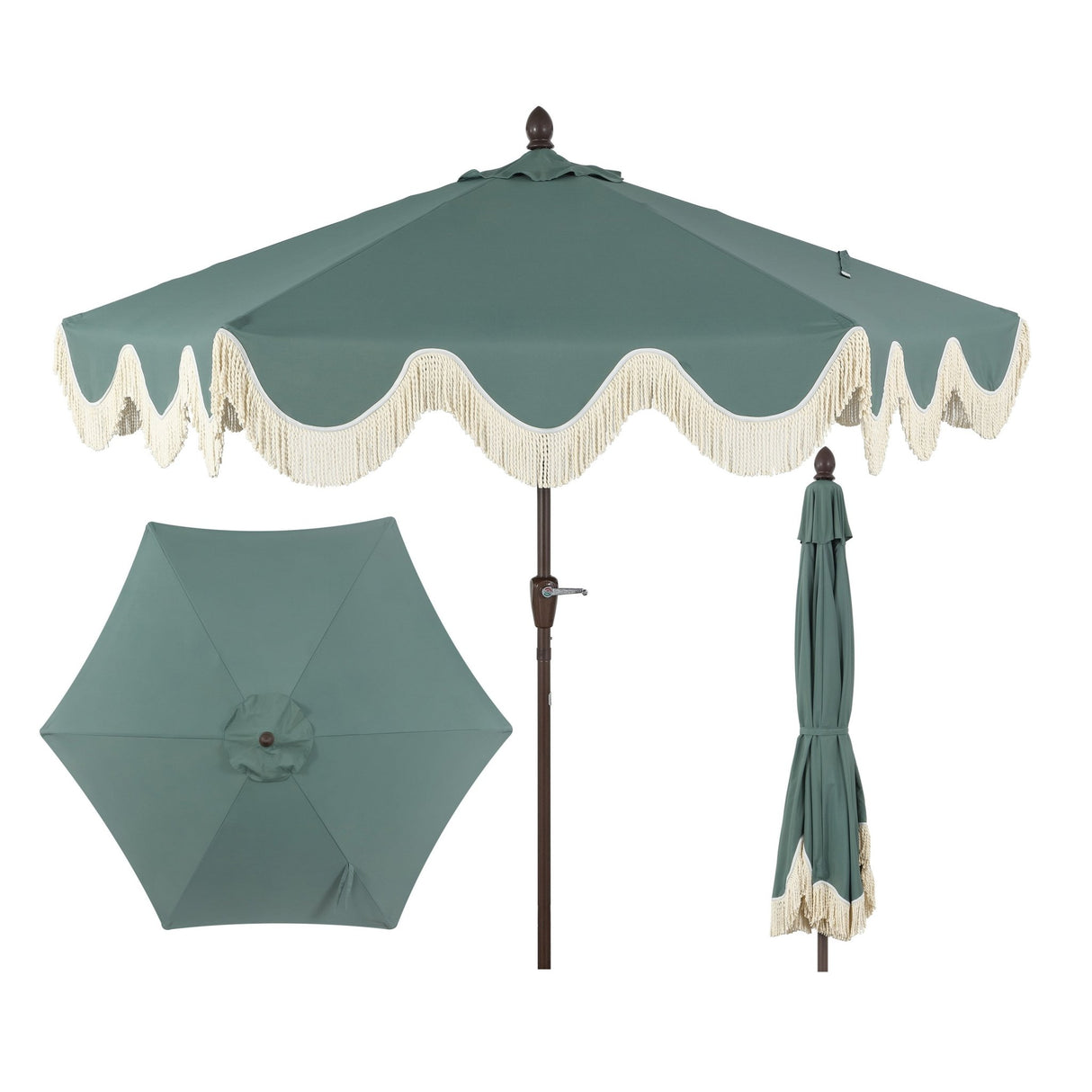 Collins classic cottage tassel market patio umbrella with auto - tilt - Tuesday Morning - Umbrellas & Sunshades