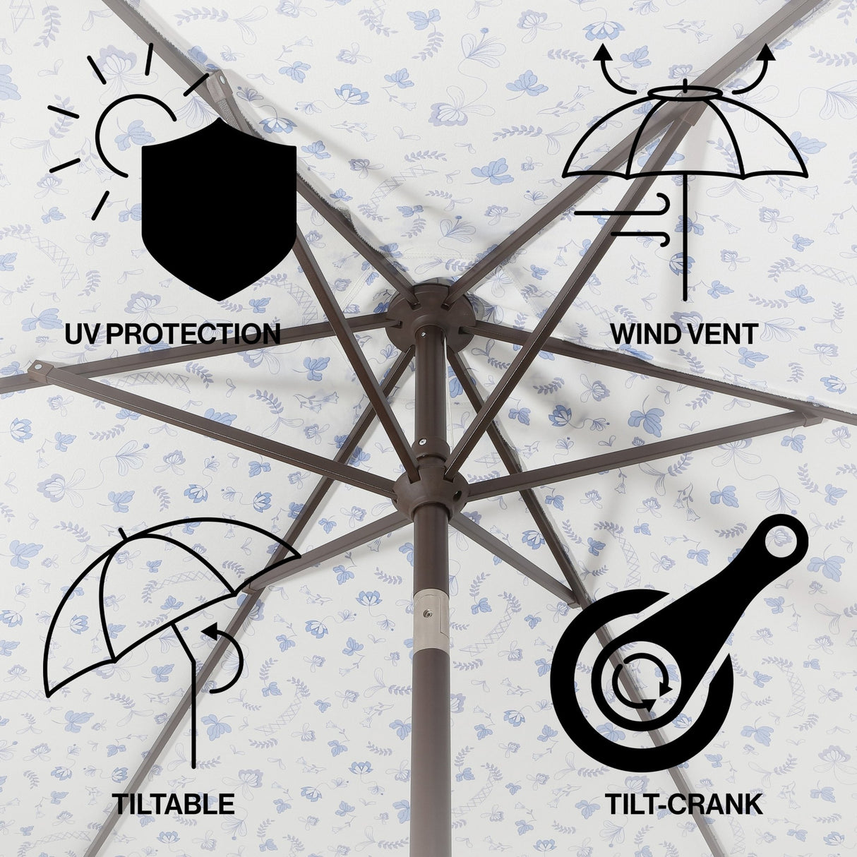 Collins classic cottage tassel market patio umbrella with auto - tilt - Tuesday Morning - Umbrellas & Sunshades