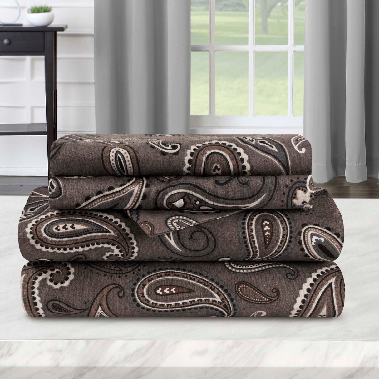 100% Cotton Flannel Bed Sheet Set Floral Paisley Deep Pocket - Sheet Set by Superior Brand