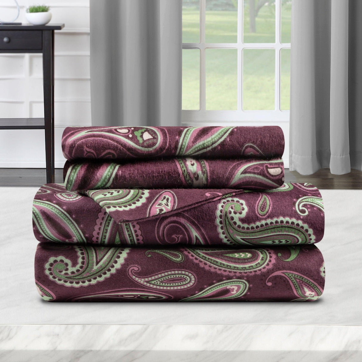 100% Cotton Flannel Bed Sheet Set Floral Paisley Deep Pocket - Sheet Set by Superior Brand