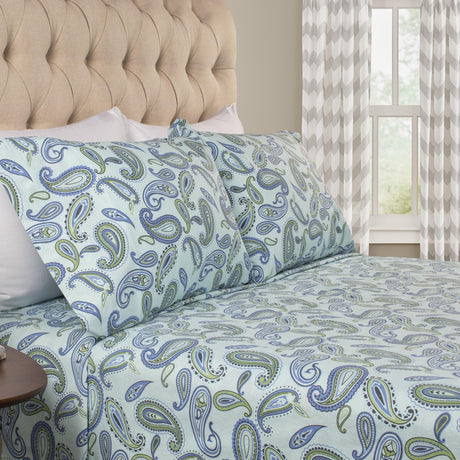 100% Cotton Flannel Bed Sheet Set Floral Paisley Deep Pocket - Sheet Set by Superior Brand