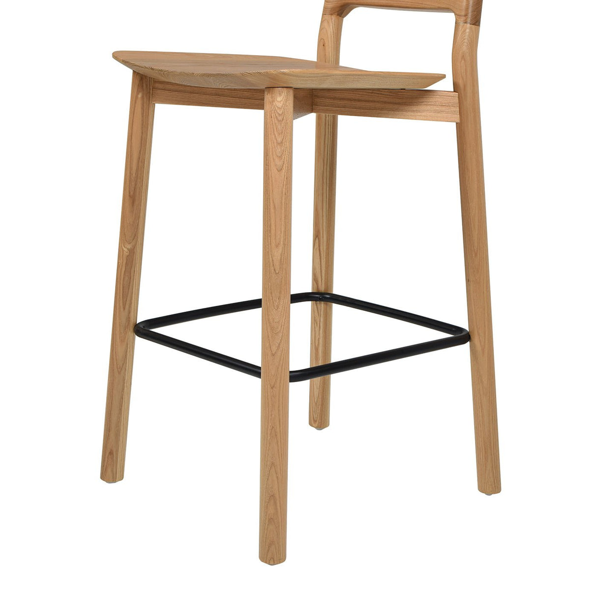Counter Stool with Low Back and Black Iron Footrest