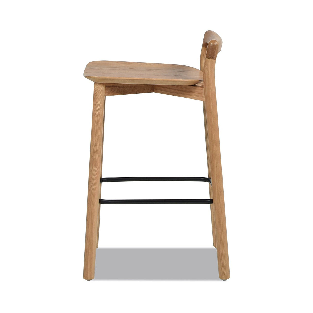 Counter Stool with Low Back and Black Iron Footrest