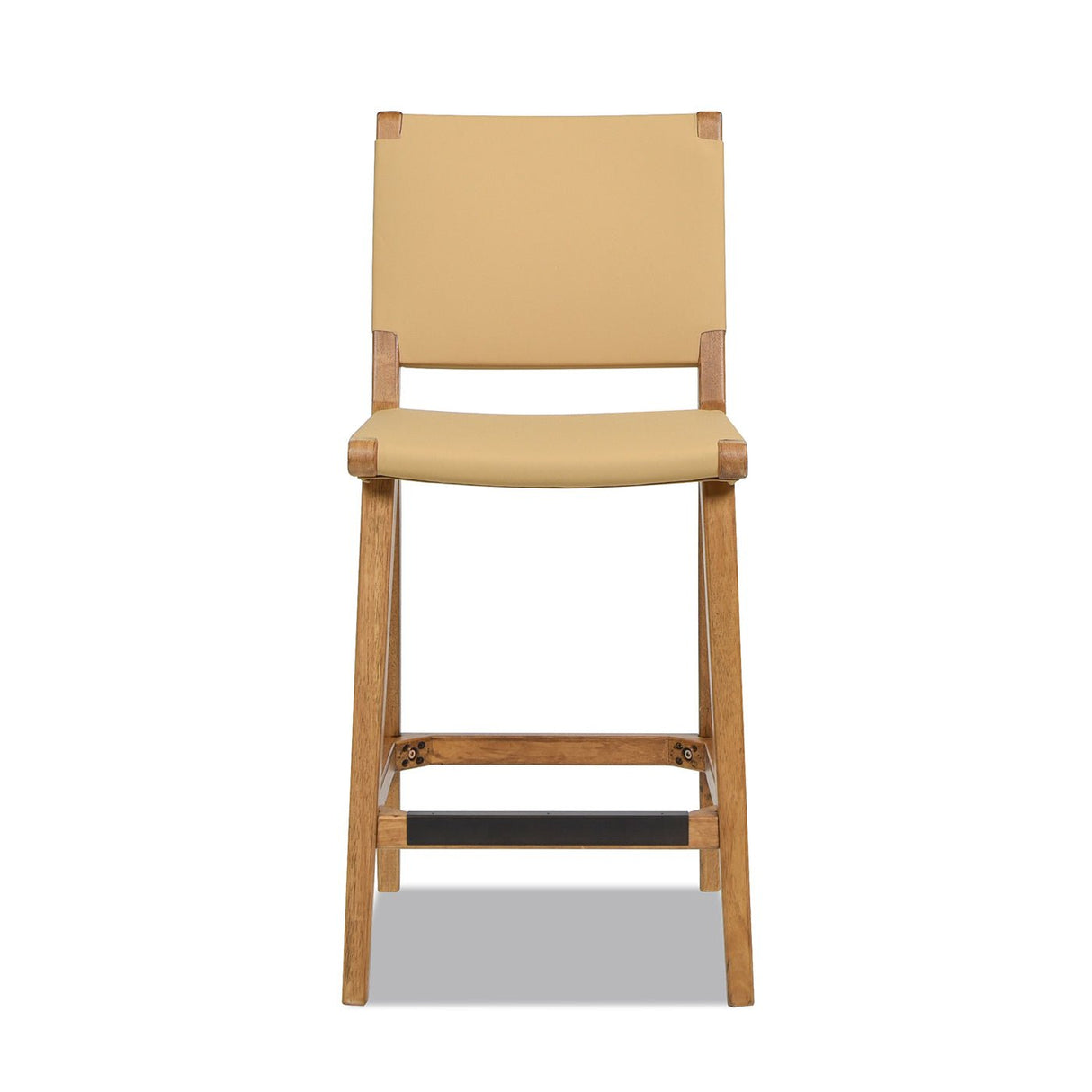 Counter Stool with Wood Frame, Open Back and Footrest - Counter Stools