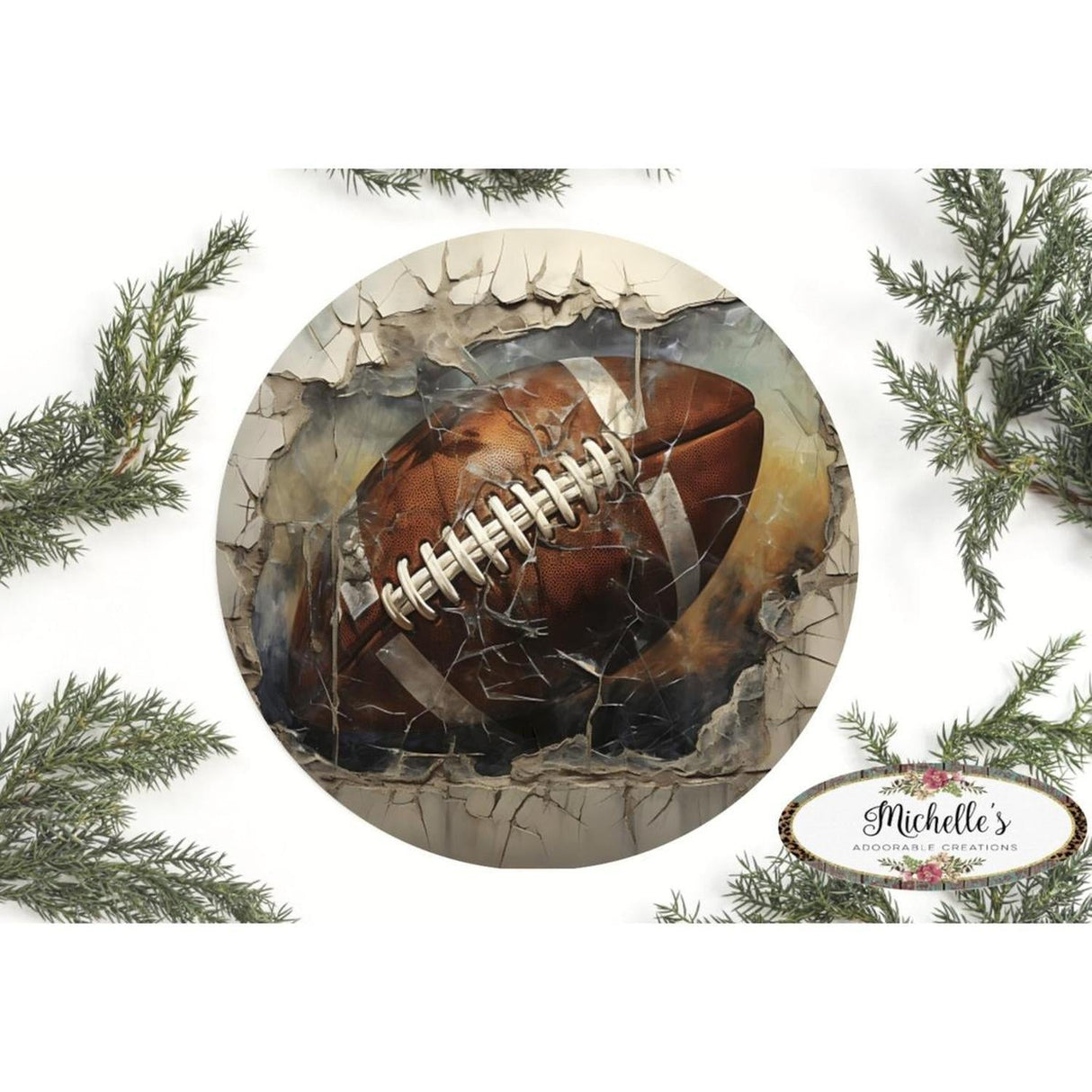 Cracked Wall Football Sign - Wreath Enhancement