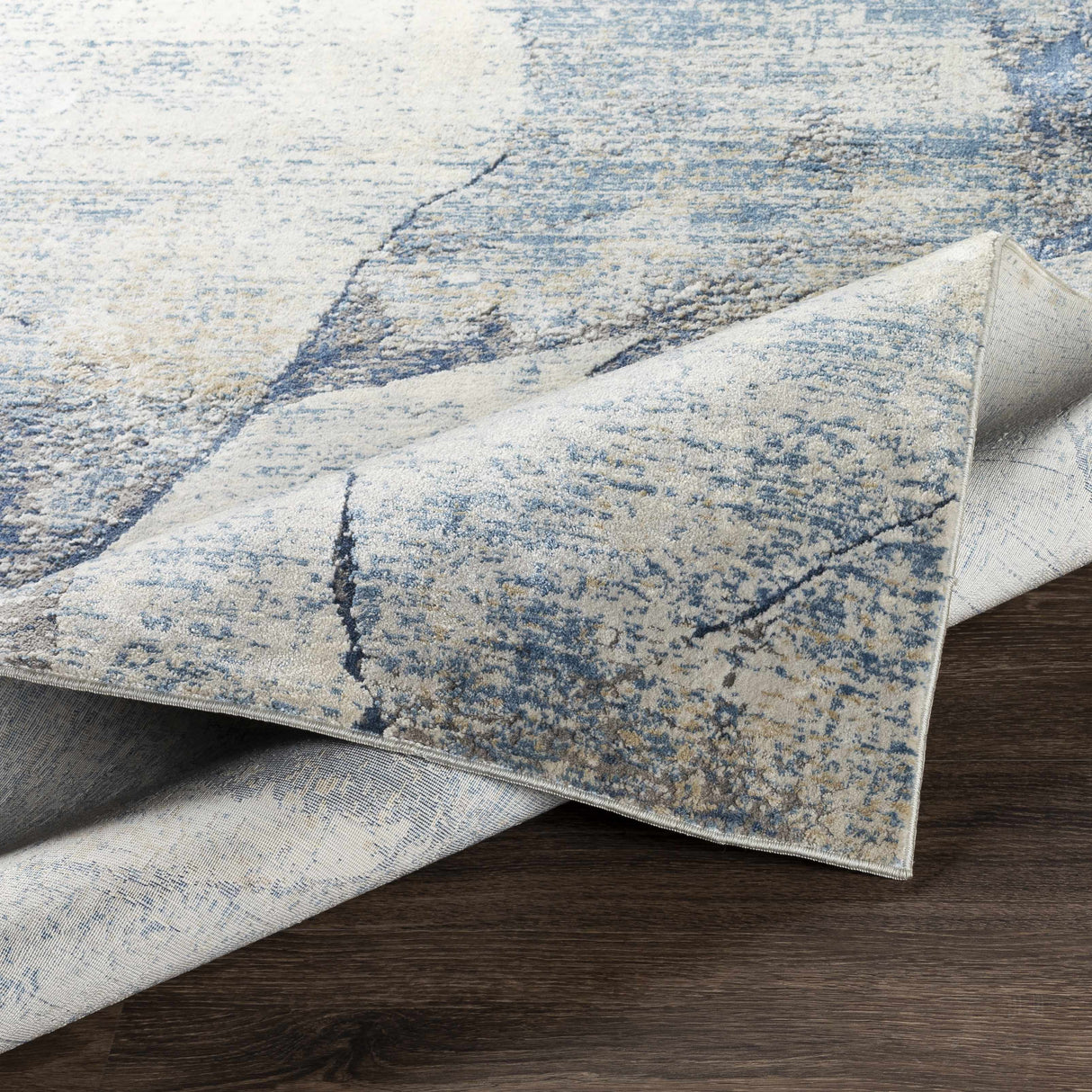 Creighton Blue Marble Textured Luxe Rug