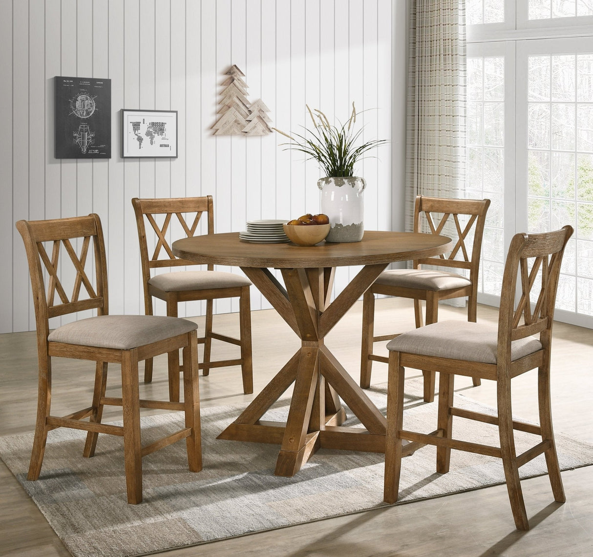 Cross-Buck-Counter-Height-Round-Dining-Set-with-Oak-Top-Kitchen-&-Dining-Furniture-Sets