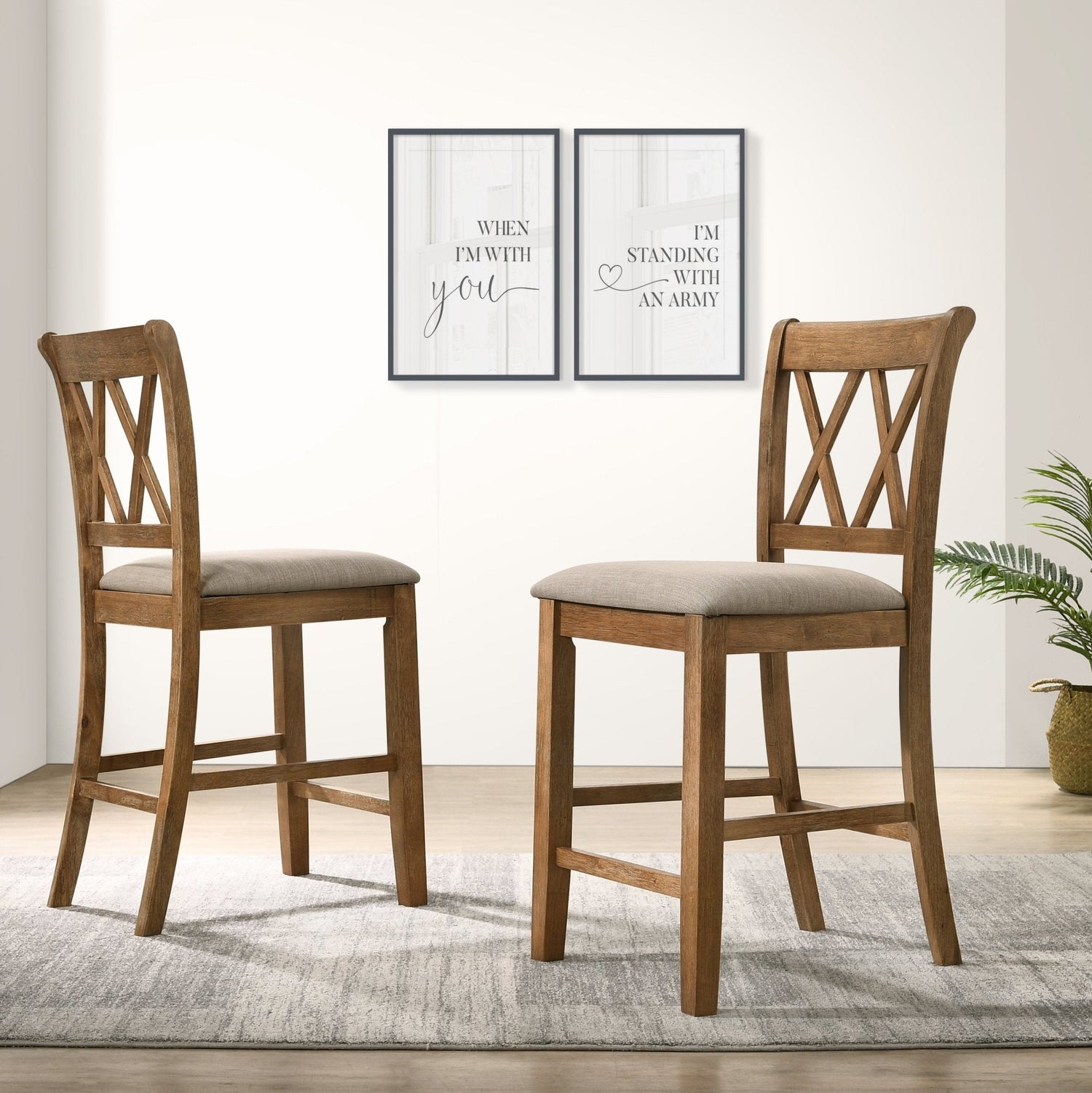 Cross - Buck Wood 5 - Piece Counter Height Dining Set - Dining Room Sets