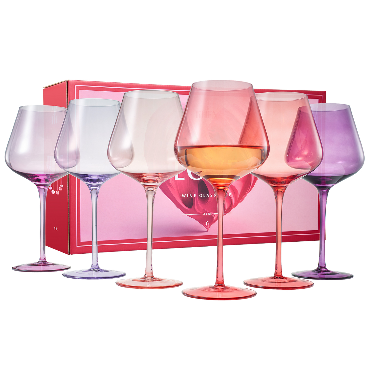 Love Stemmed Wine Glassware, Set of 6