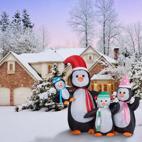 10-Ft.-Tall-Penguin-Family,-Prelit-Outdoor-Christmas-Inflatable-with-Storage-Bag-Christmas