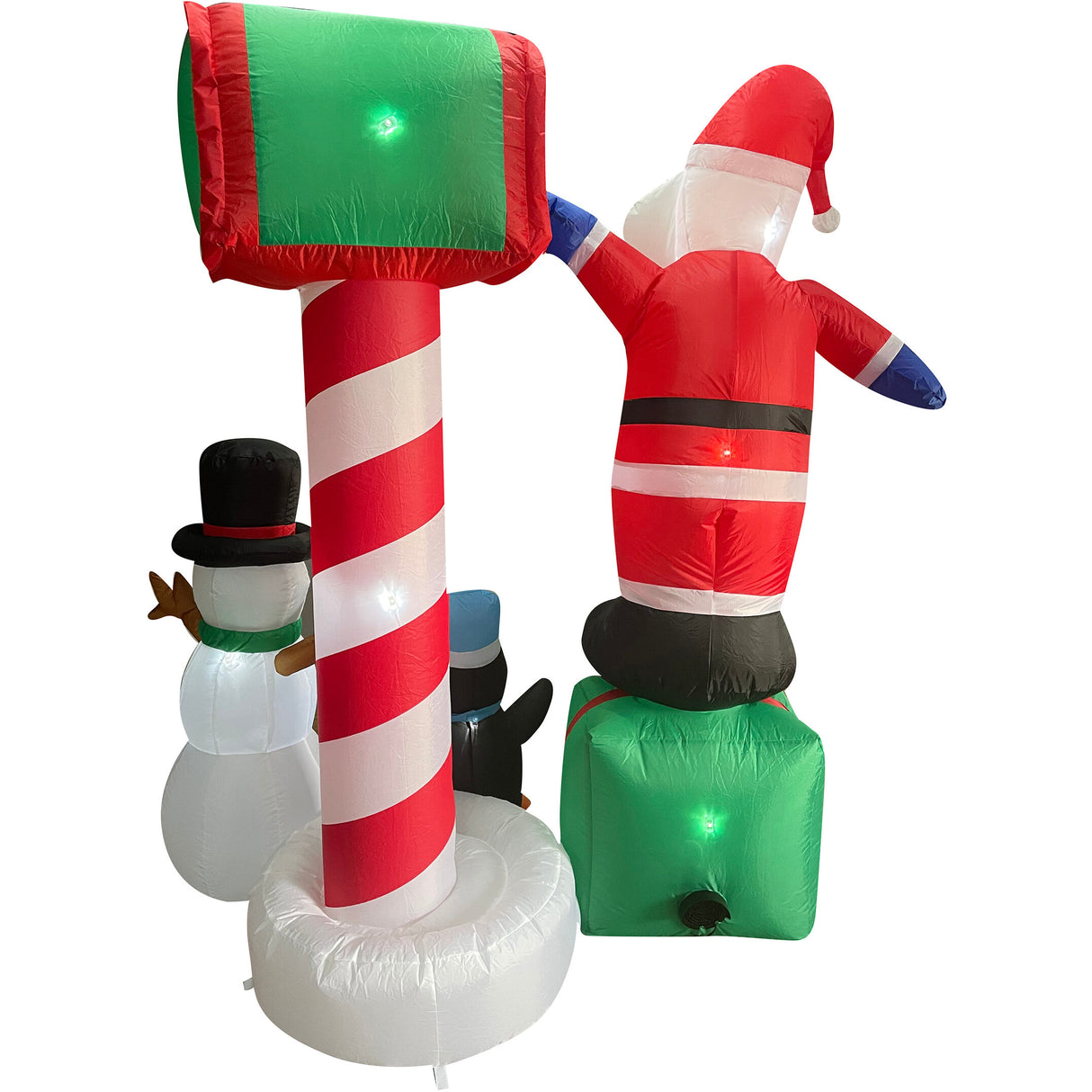 6-Ft. Pre-Lit Inflatable Welcome Mailbox with Santa, Snowman, and Penguin Outdoor Christmas Decoration