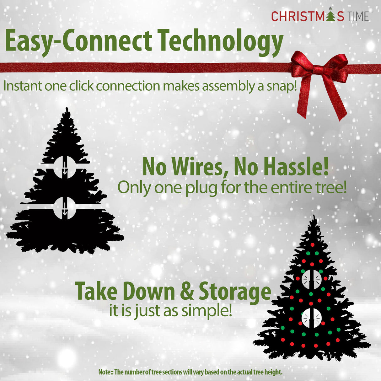 7.5-Ft. White Pine Snowy Artificial Christmas Tree with Clear Smart String Lighting