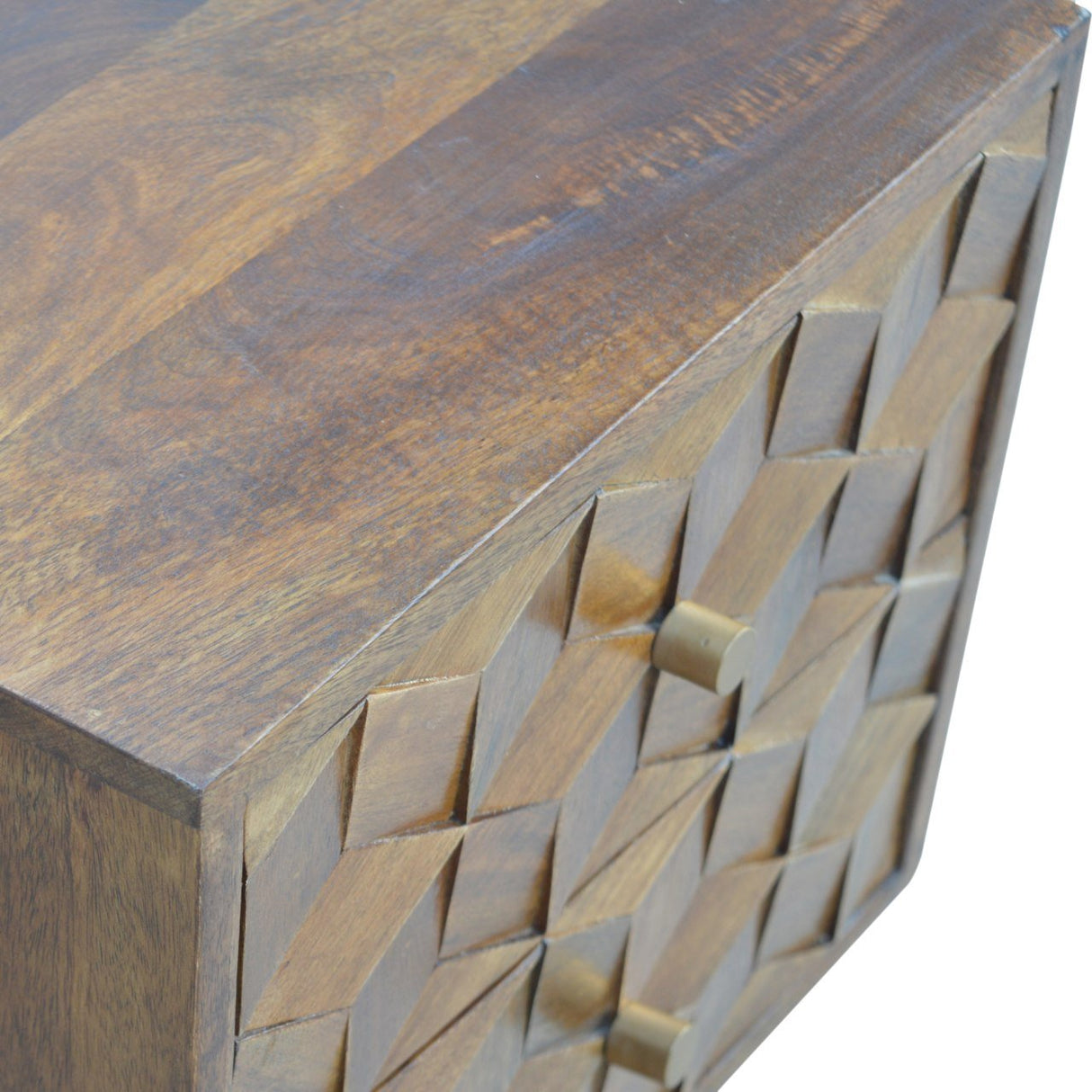 Cube Carved Bedside with 2 Drawers - Nightstands
