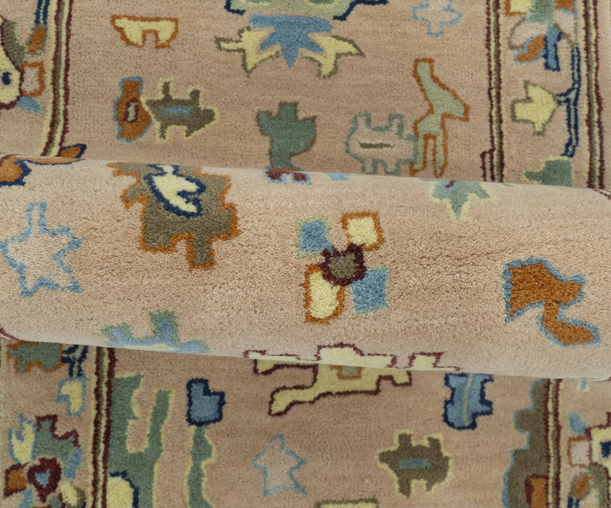 Custom Made Modern Oushak Peach And Rust Hand Tufted Runner Wool Rug