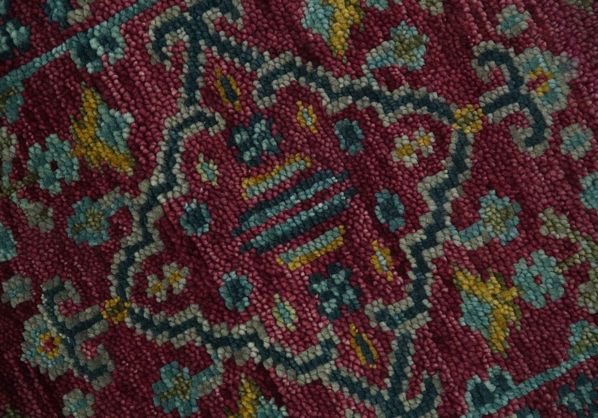 Custom Made Runner Traditional Maroon Hand Knotted Wool Rug