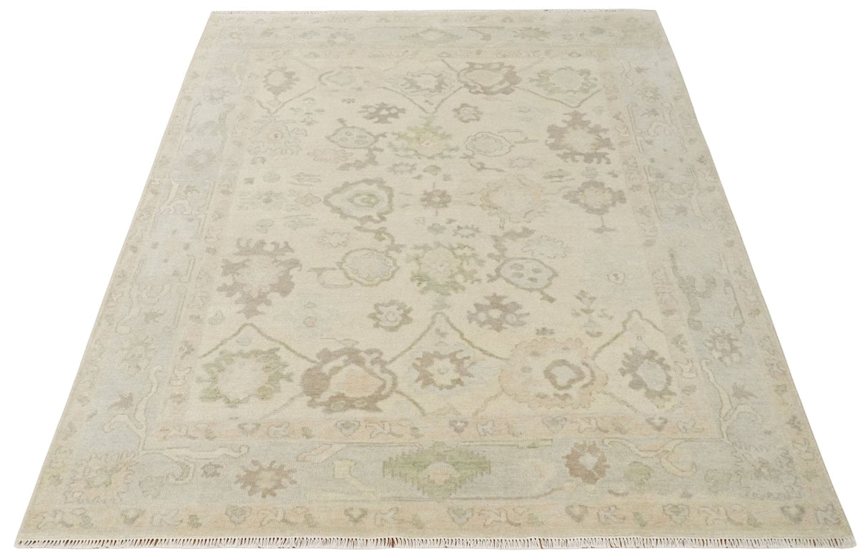 Custom Made Traditional Camel and Silver Antique Style Oushak Hand knotted Wool Area Rug