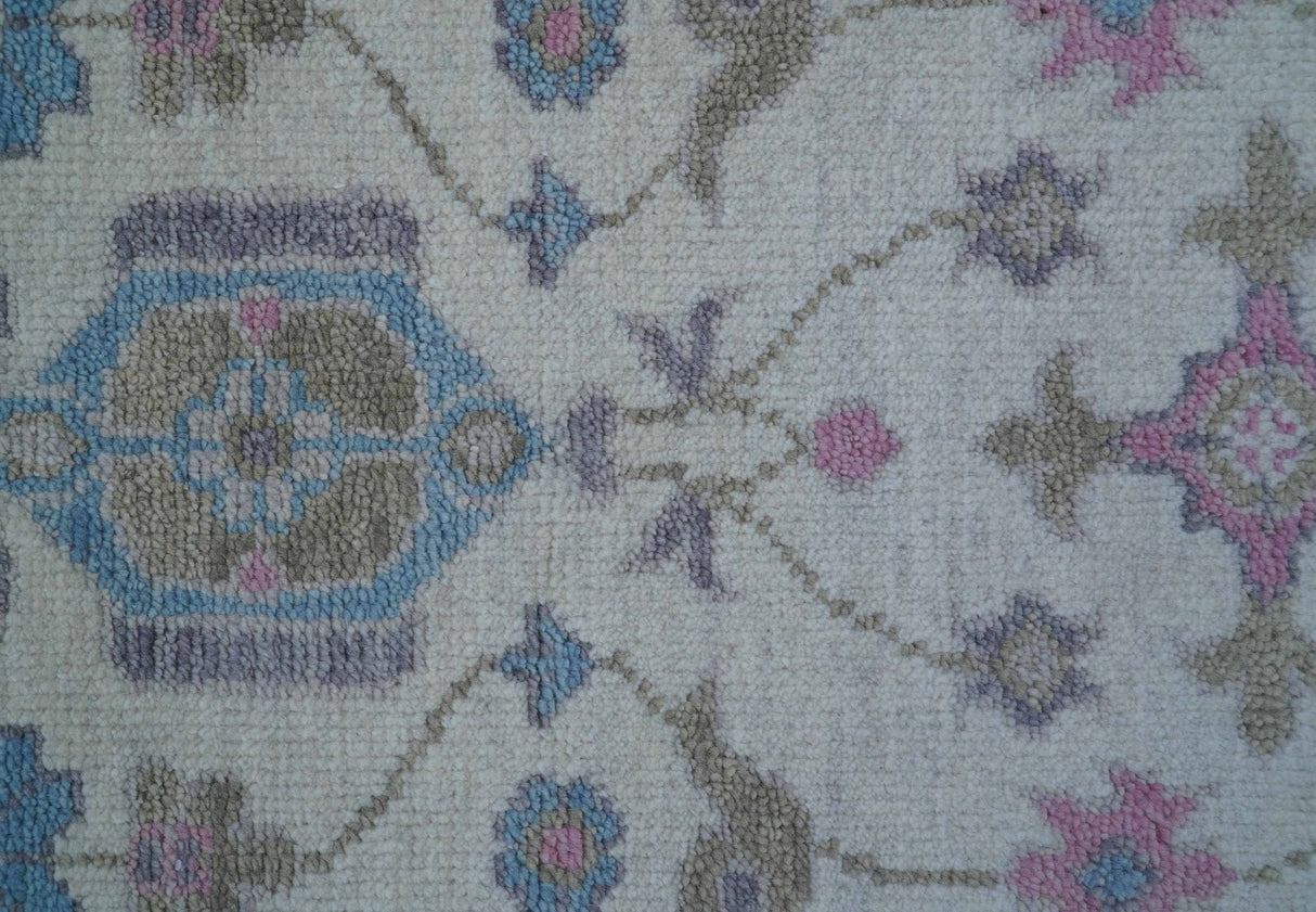 Custom Made Traditional Style Ivory And Blue Hand Knotted Wool Area Rug