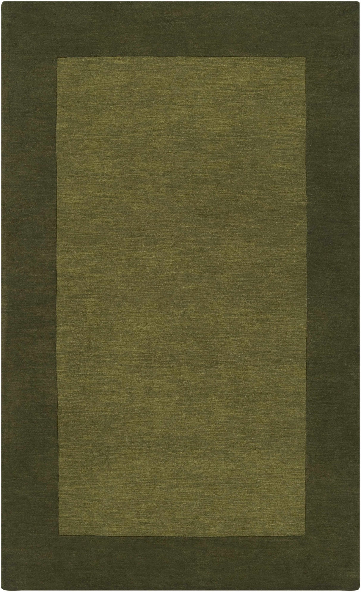 Bordered Solid Olive Green Wool Rug