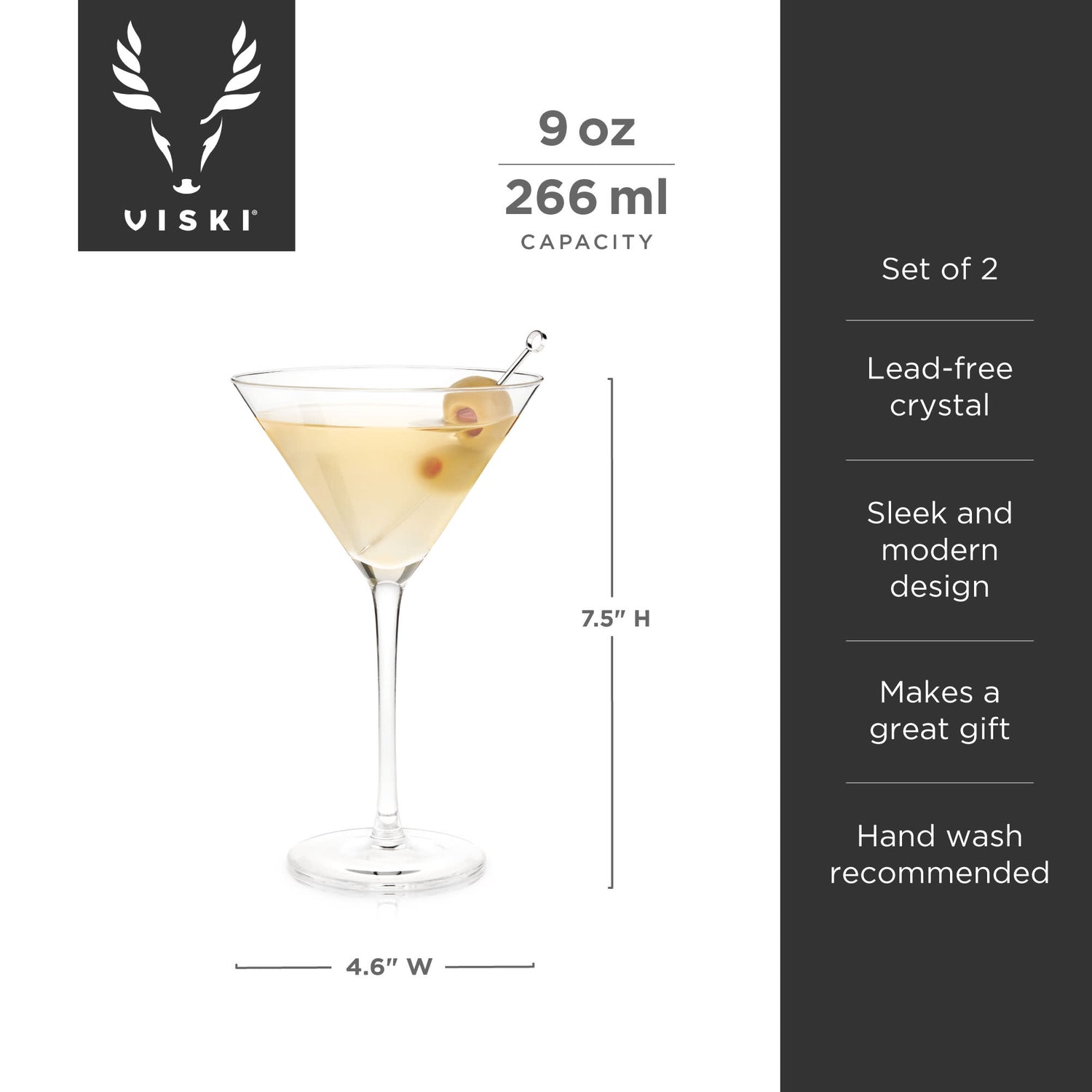 Stemmed crystal martini glasses by viski®