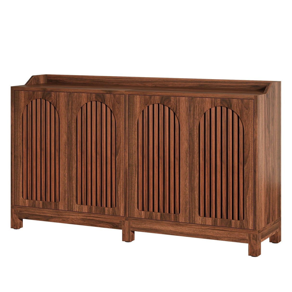Sideboard Buffet Cabinet With 4 Doors & Shelves - Brown Credenza Table for Dining Room