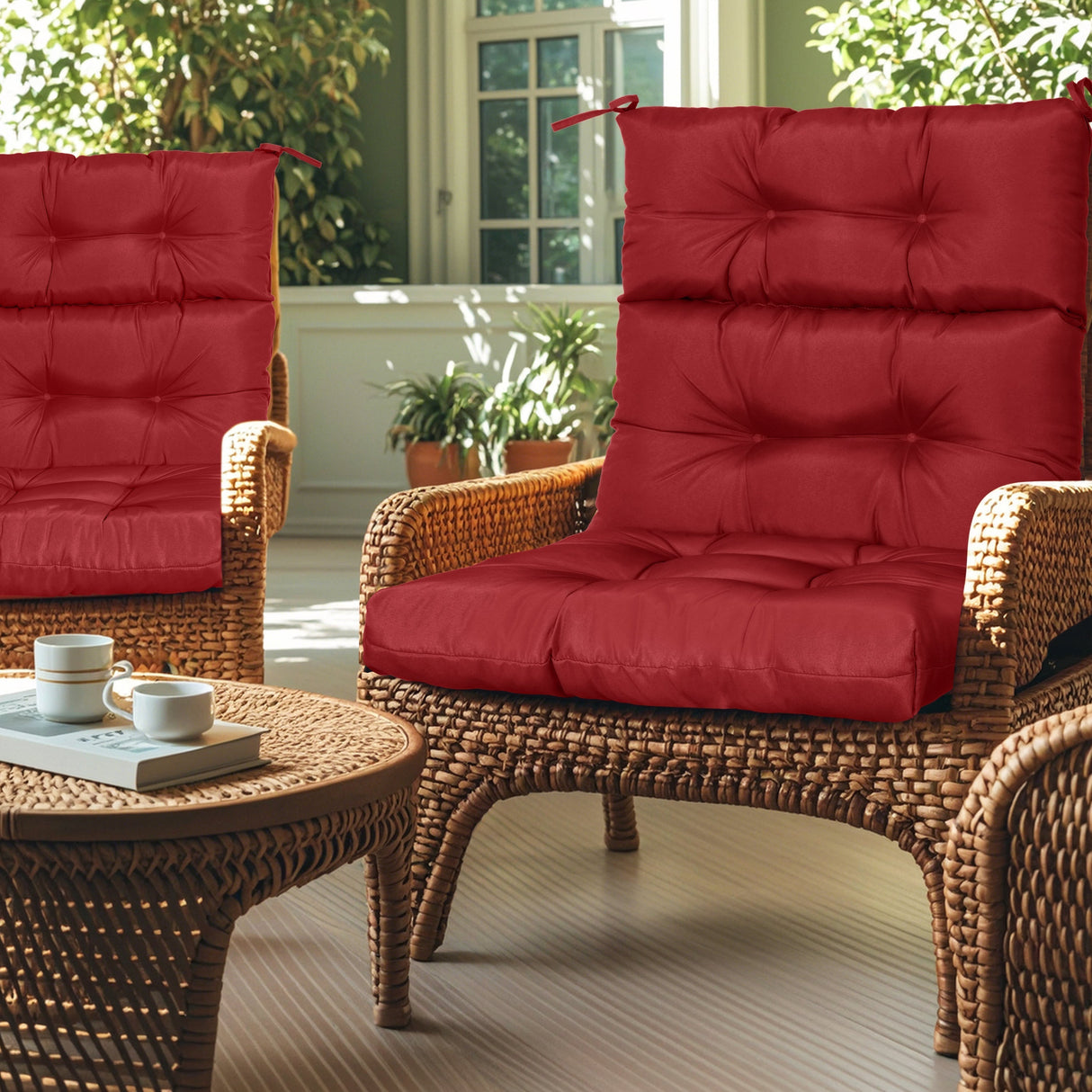 2-Piece High Back Patio Chair Cushion Set