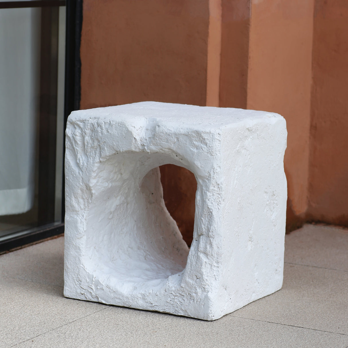 Lyra Outdoor Patio Karst Cave Inspired MGO Side Table, White