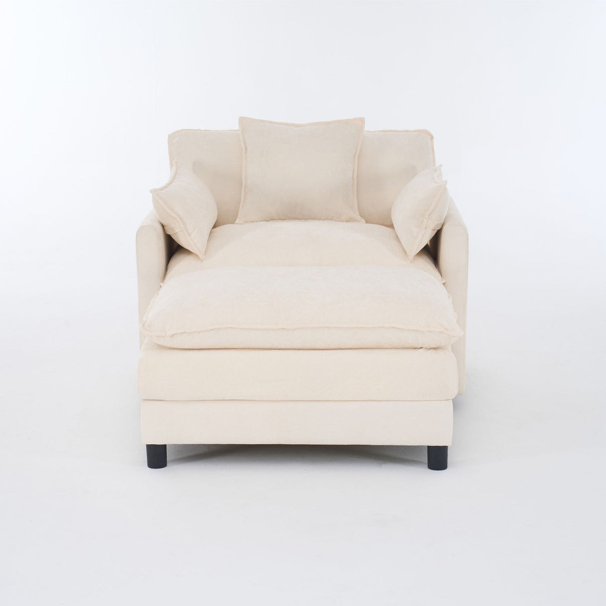 Accent Chair With Ottoman - Beige