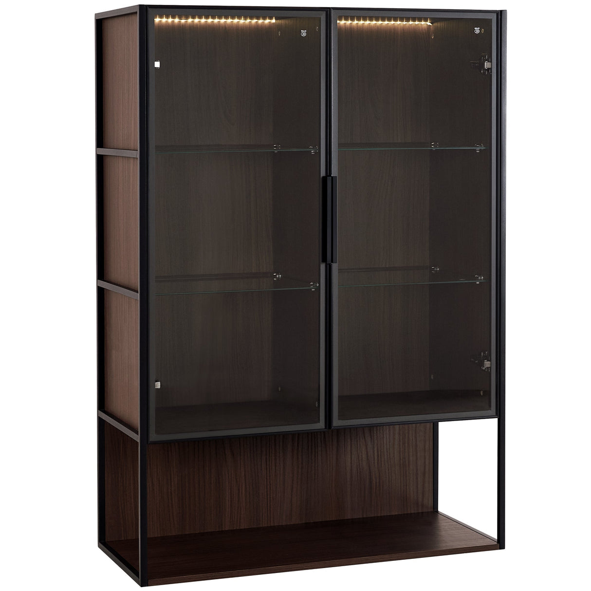 Modern Minimalist 51.2'' Tall Lighted Display Cabinet with Tempered Glass