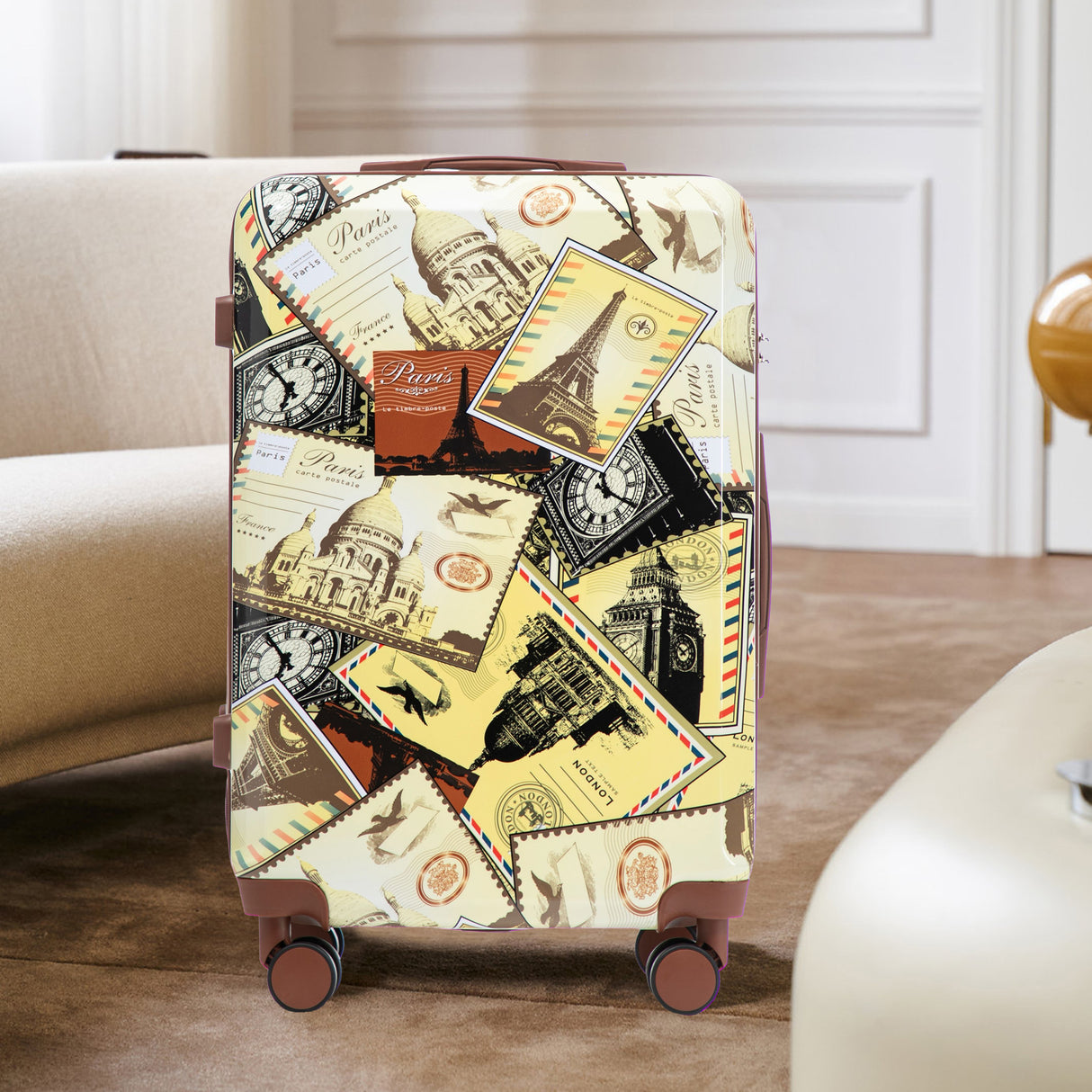 3-Piece PC Spinner Wheel Luggage Set with Printed Pattern
