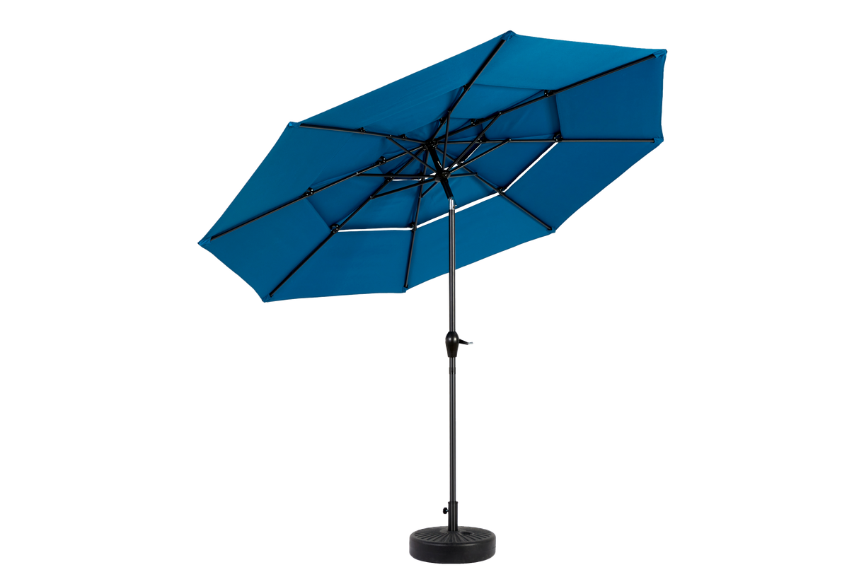 Aluminium 10ft 3 Tier Auto-tilt Outdoor Patio Umbrella - Dark Blue