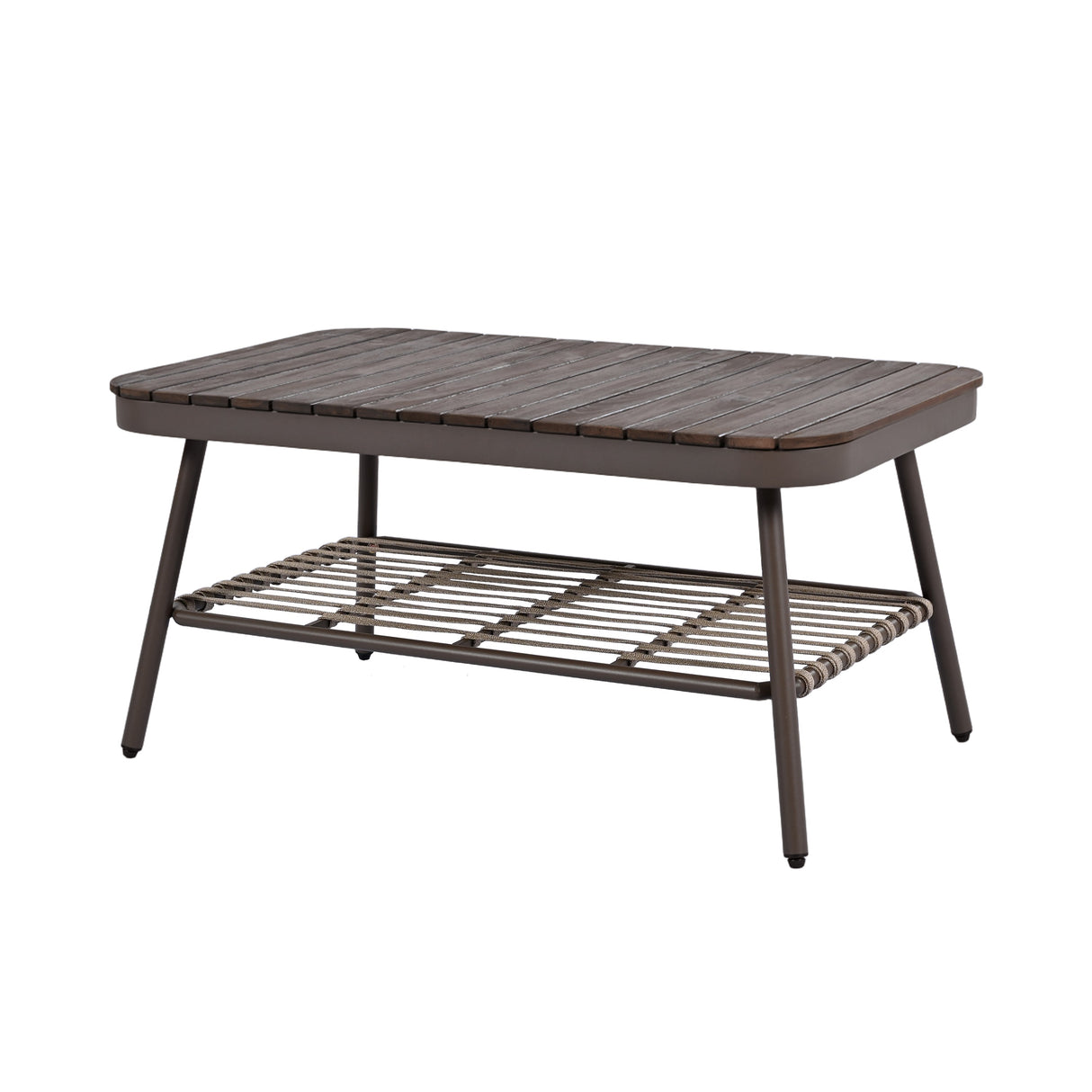 4-Piece Outdoor Patio Furniture Set with Metal Frame and Woven Rope