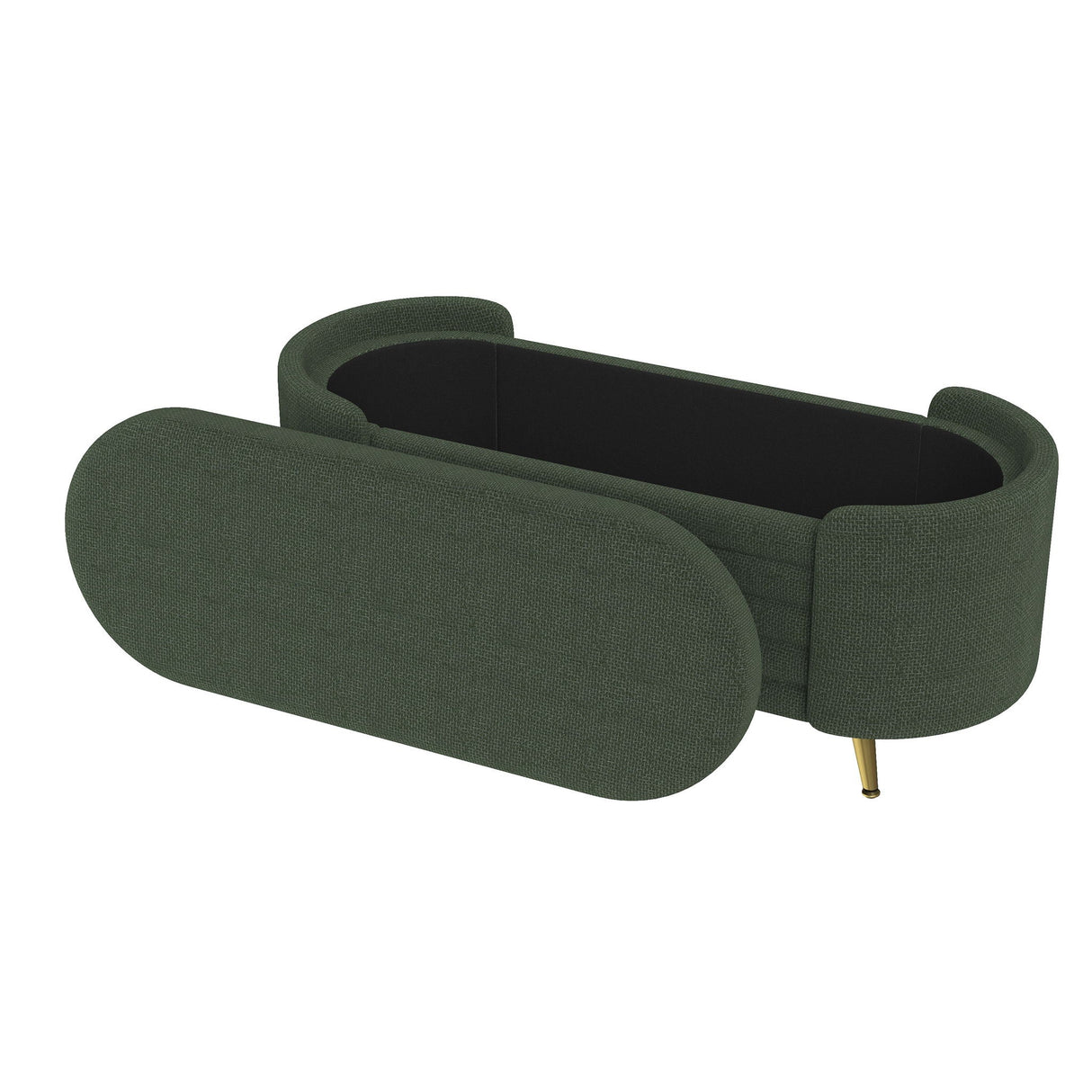 Modern Oval Storage Ottoman With Upholstery
