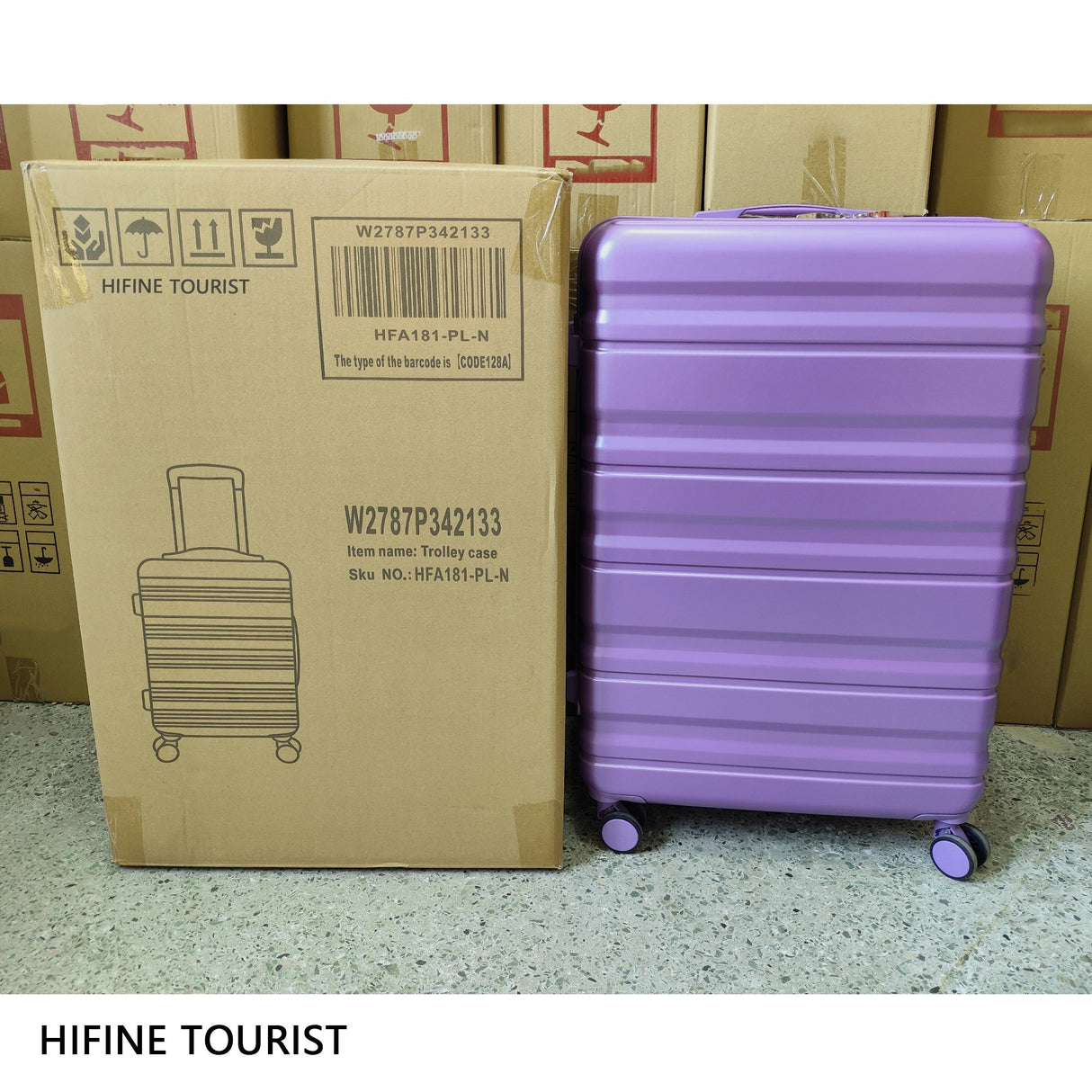 HIFINE Tourist 3-Piece ABS Spinner Wheel Luggage Set (Purple)
