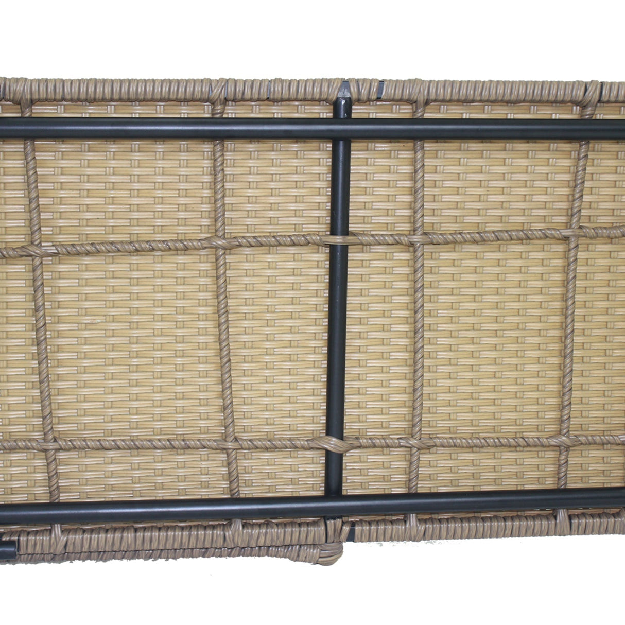 6PCS Outdoor Patio Balcony Natural Color Wicker Sofa Chair Set with Beige Cushion and Round Tempered Glass Table