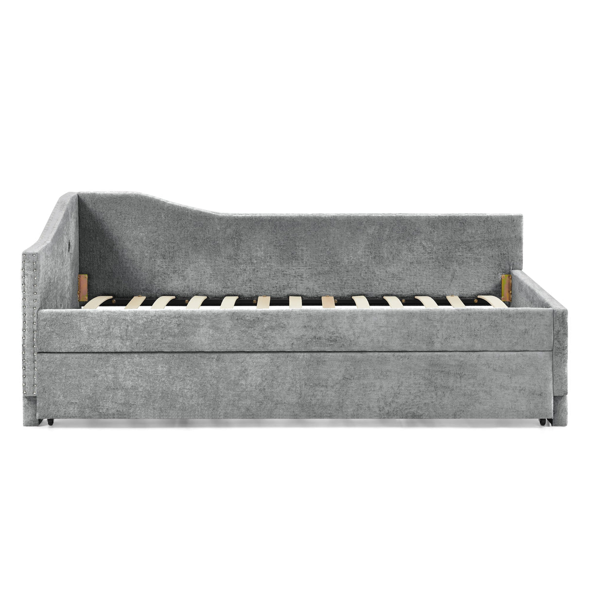 Full Size Curved Round Edge Padded Backrest Daybed