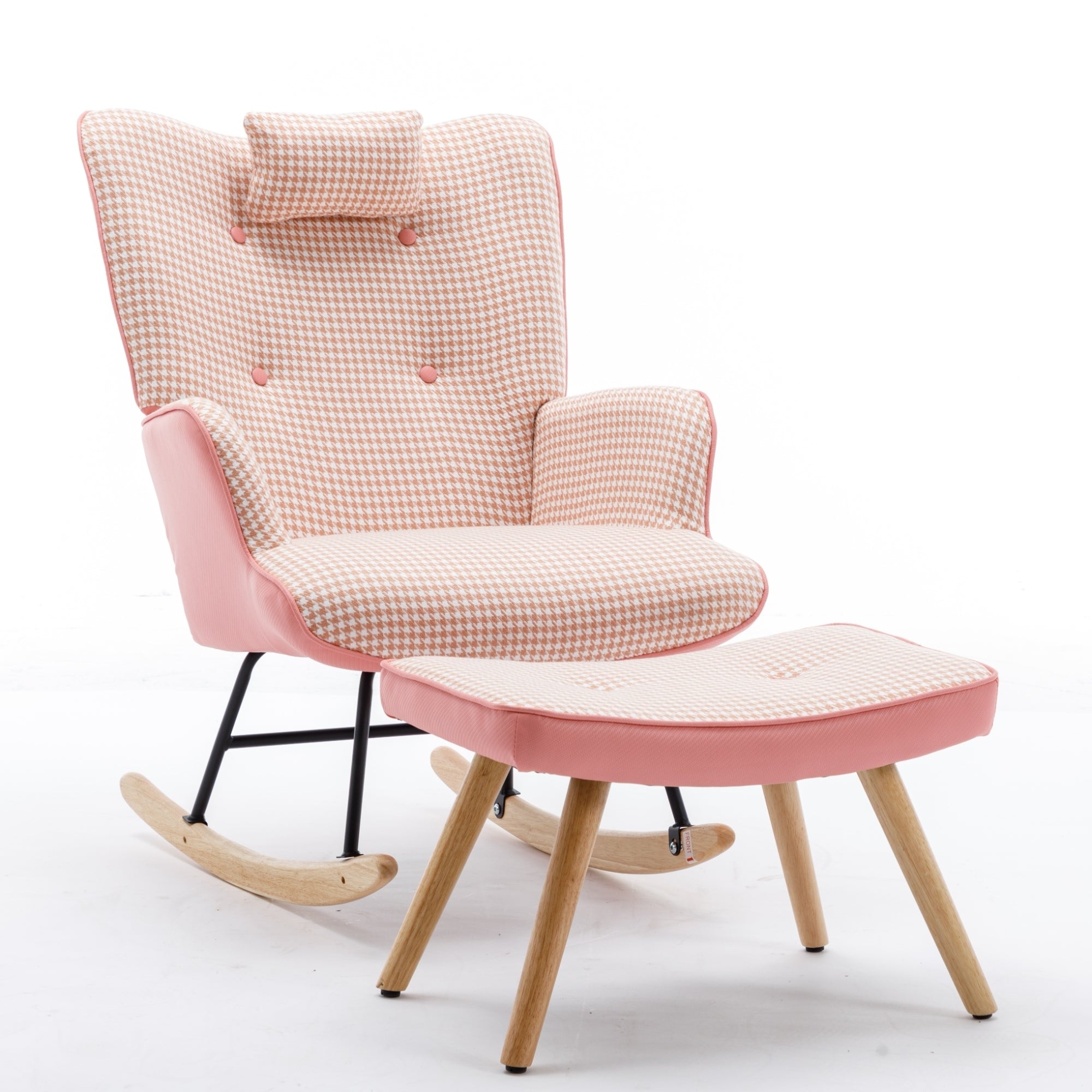 35.5--Wingback-Glider-Rocker-with--Solid-Wood-Base-Pink-Chairs-&-Seating