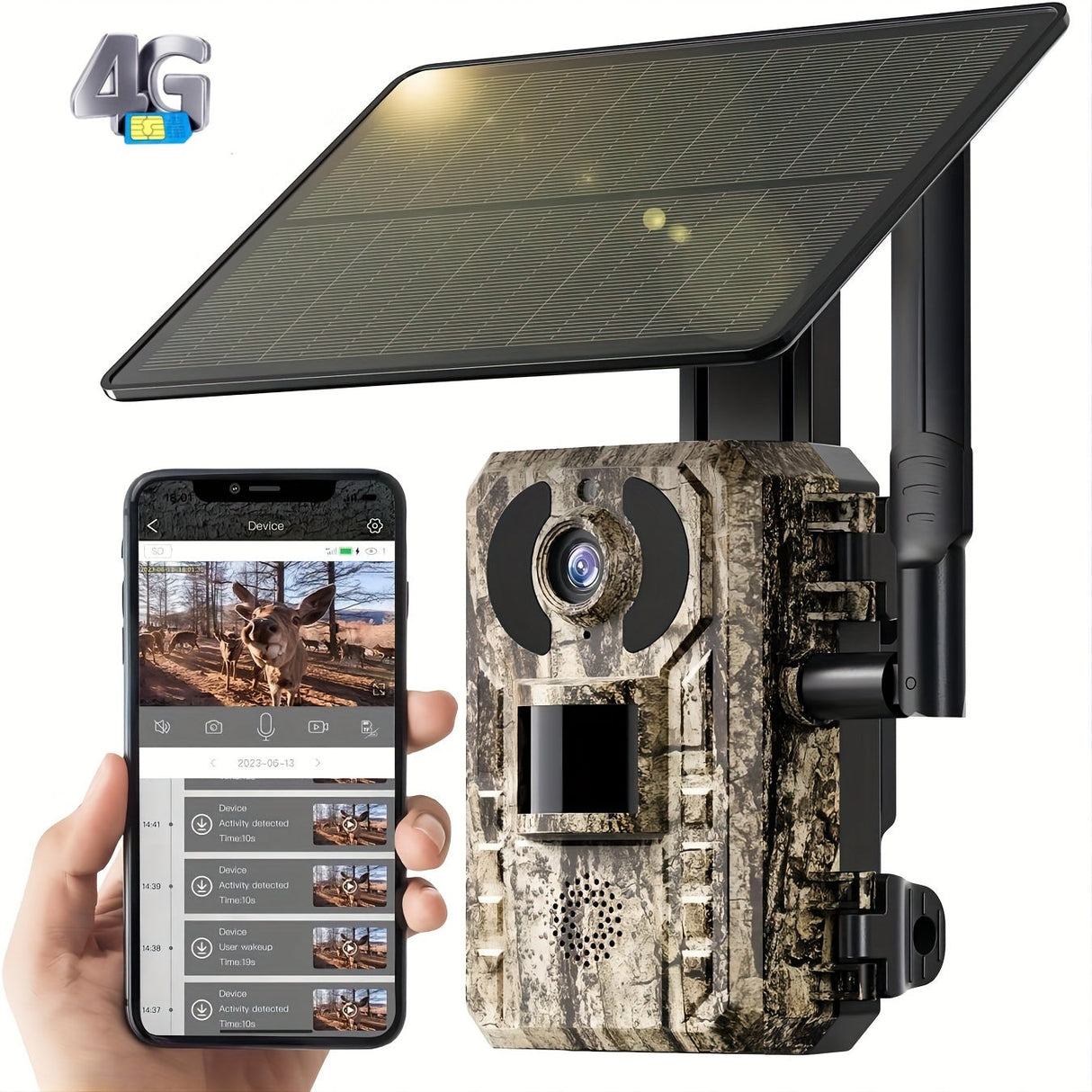 4K Hunting Trail Camera with 4G Live View, Solar Powered & Auto Night Vision