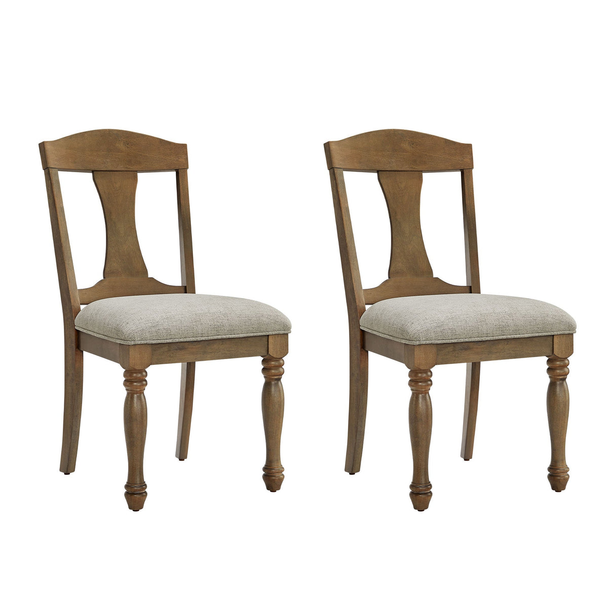 Wooden Frame Upholstered Dining Chairs, Set of 2