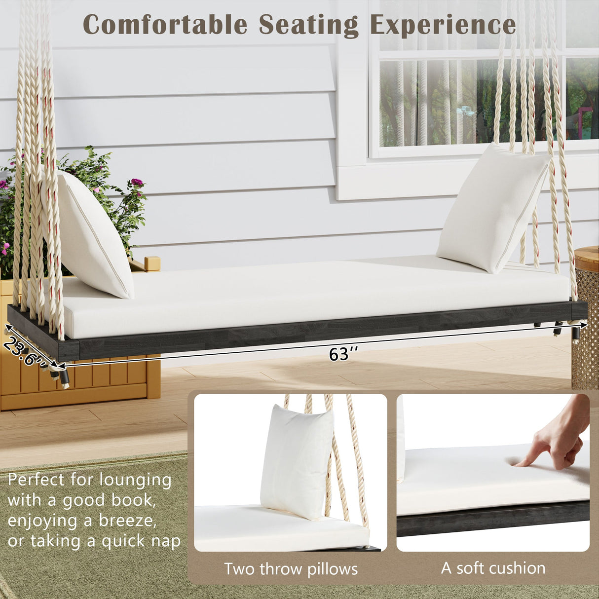 TOPMAX Patio Wooden Swing Chair