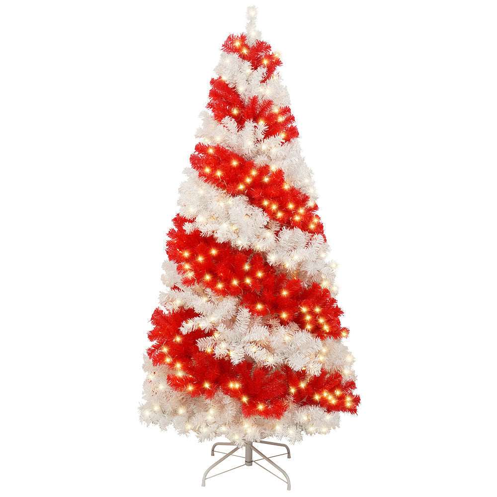 6-Foot Candy Cane Christmas Tree with 300 LED Lights