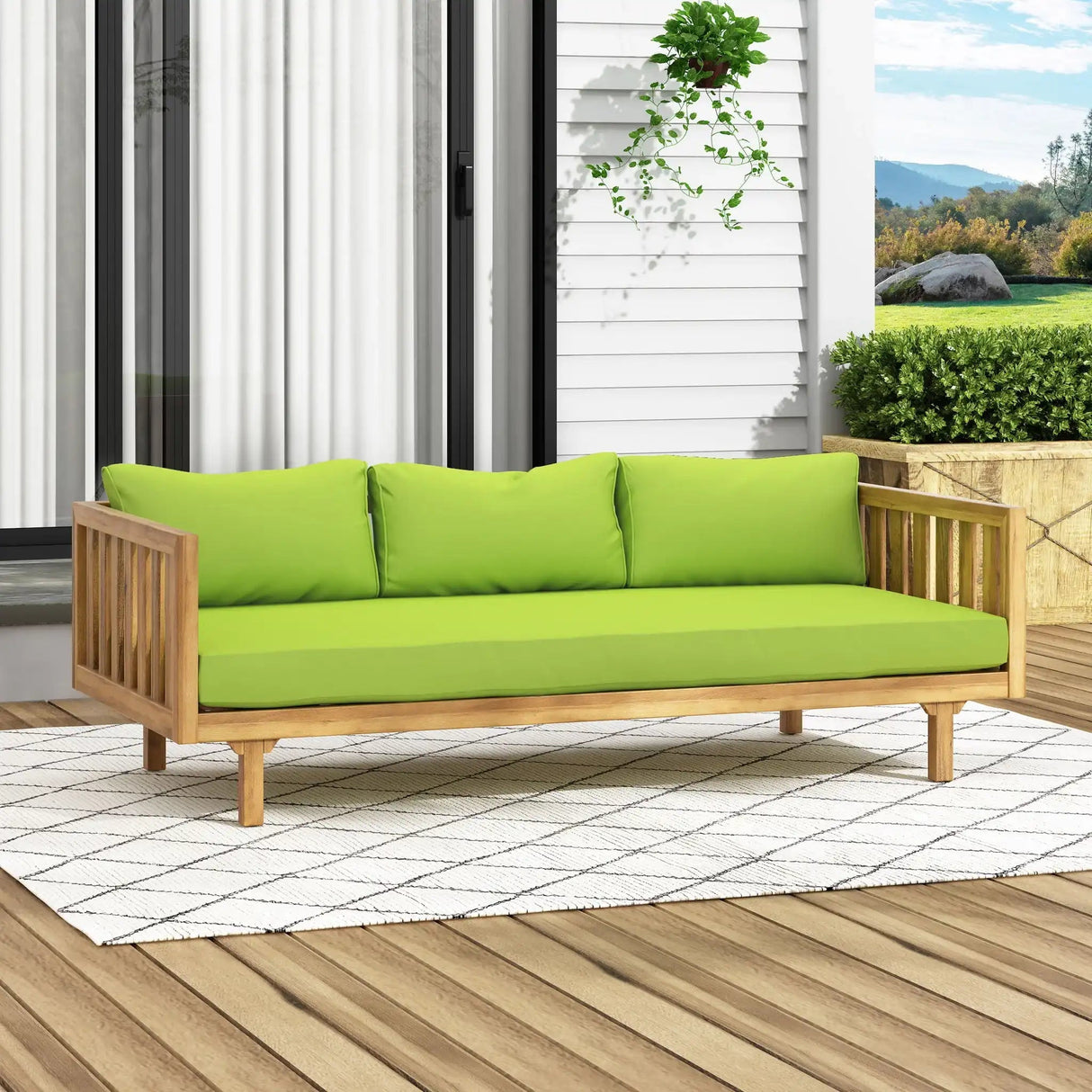 Claremont 3 Seater Daybed Teak Acacia Wood Water Resistant Cushions