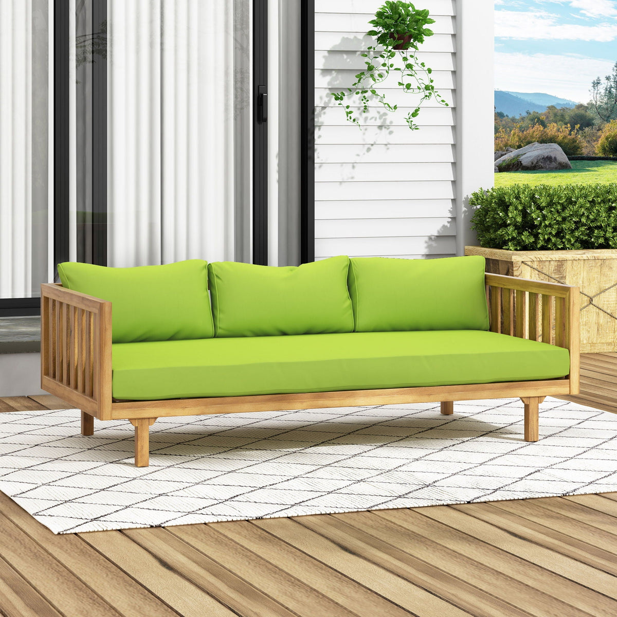 Claremont 3 Seater Daybed Teak Acacia Wood Water Resistant Cushions