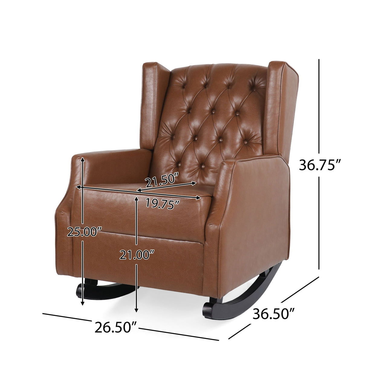 Moss Upholstered Rocking Recliner with Diamond Tufting and Wingback – Light Brown
