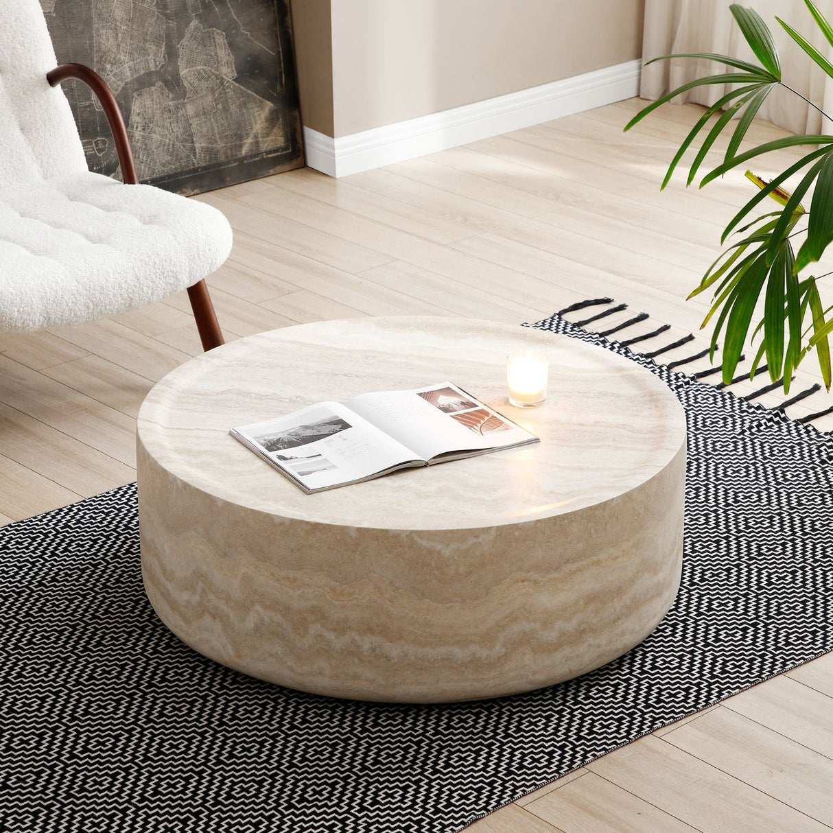 39.37'' Faux MARS Pattern Round Coffee Table