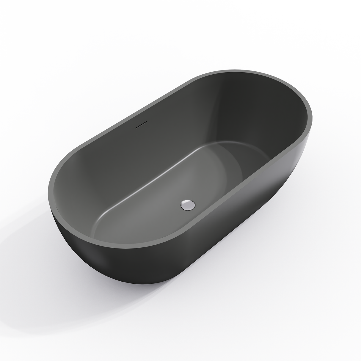 59 Inch Solid Surface Oval Freestanding Bathtub