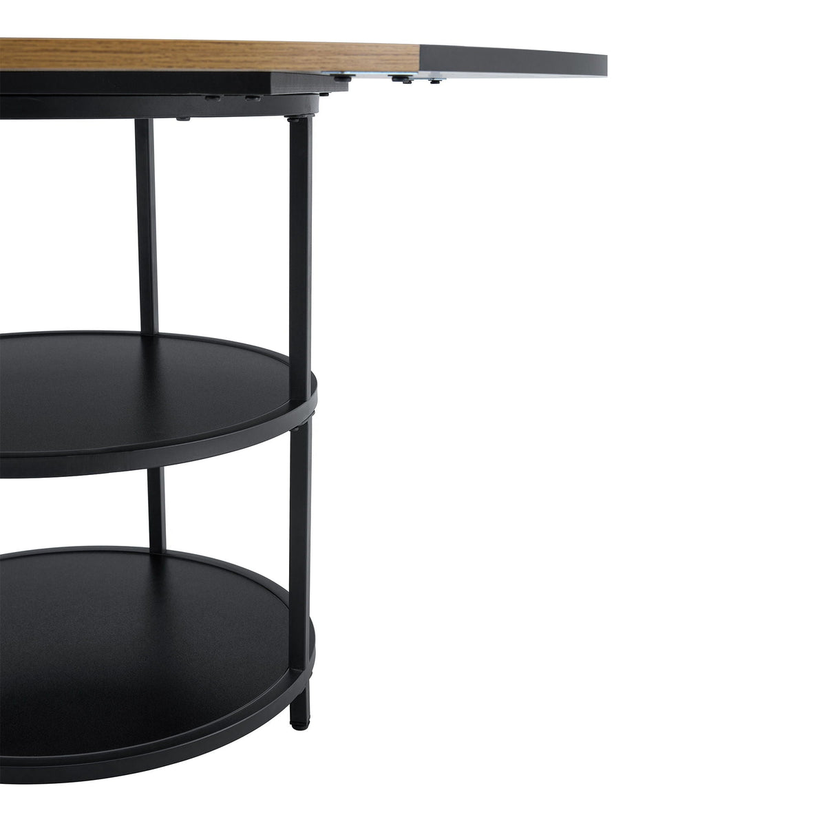 Diameter - Modern Splicing Circular Dining Table Double Layer Storage - Wood / Black